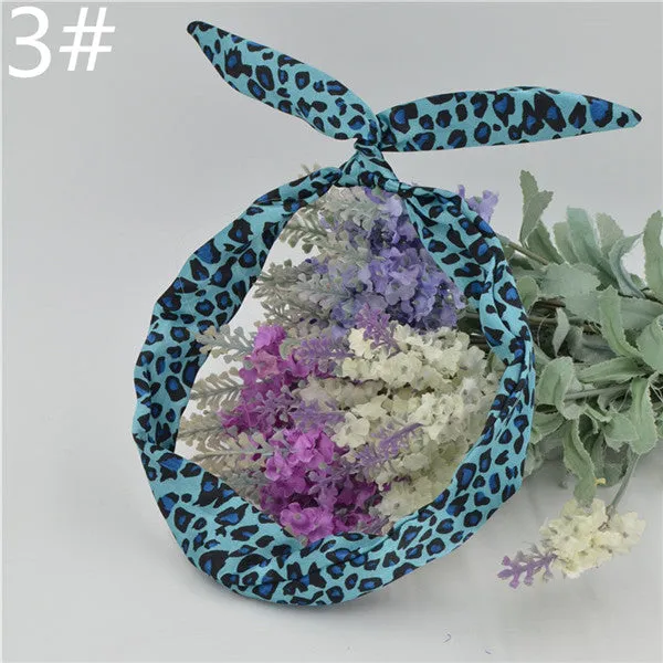 1Pcs Cute Korean Dots Bunny Rabbit Ear Ribbon Headwear Hairband Metal Wire Scarf Headband Hair Band Accessories 20 Colors