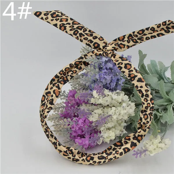 1Pcs Cute Korean Dots Bunny Rabbit Ear Ribbon Headwear Hairband Metal Wire Scarf Headband Hair Band Accessories 20 Colors