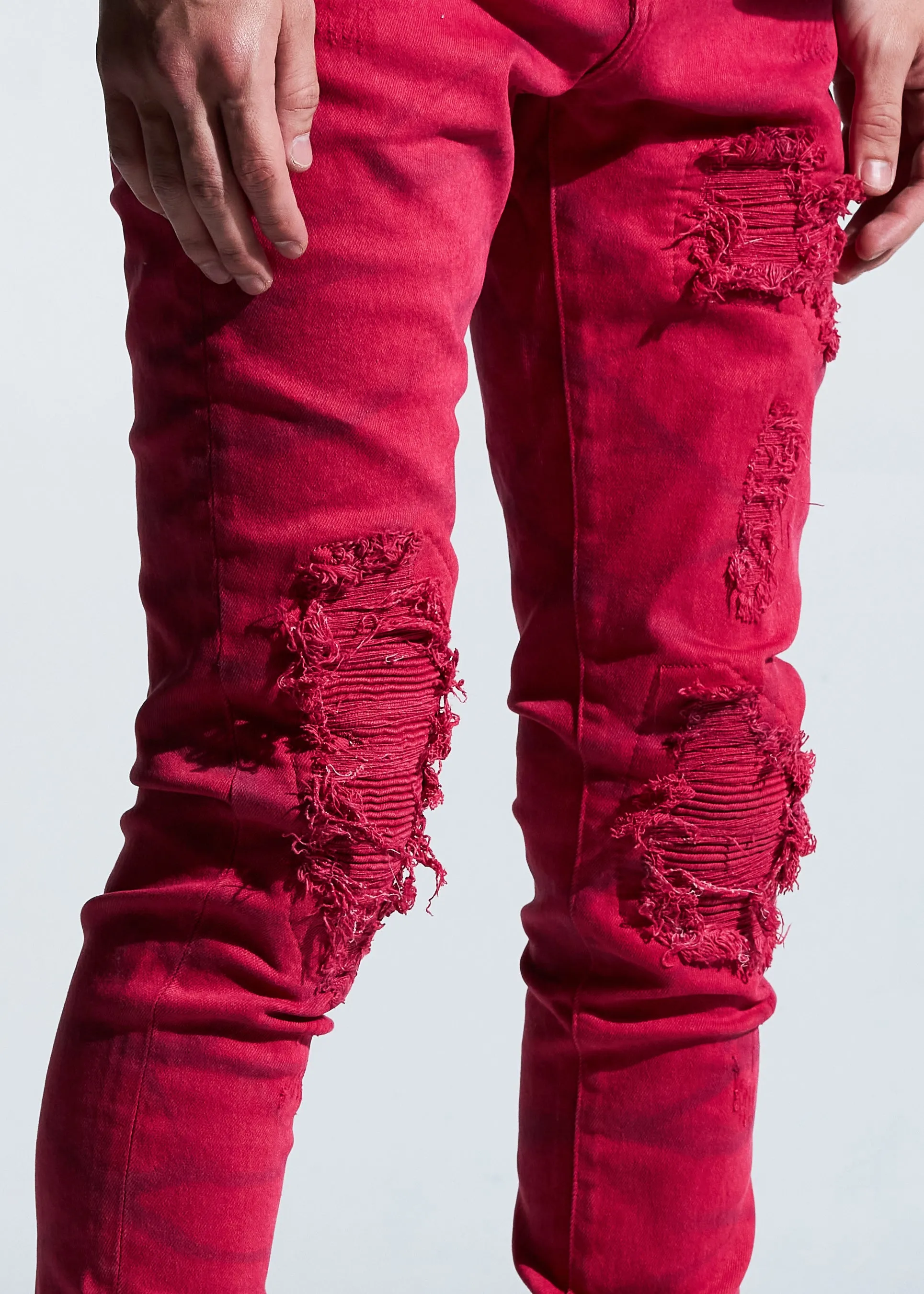 Amador Rip & Repair Denim (Red)