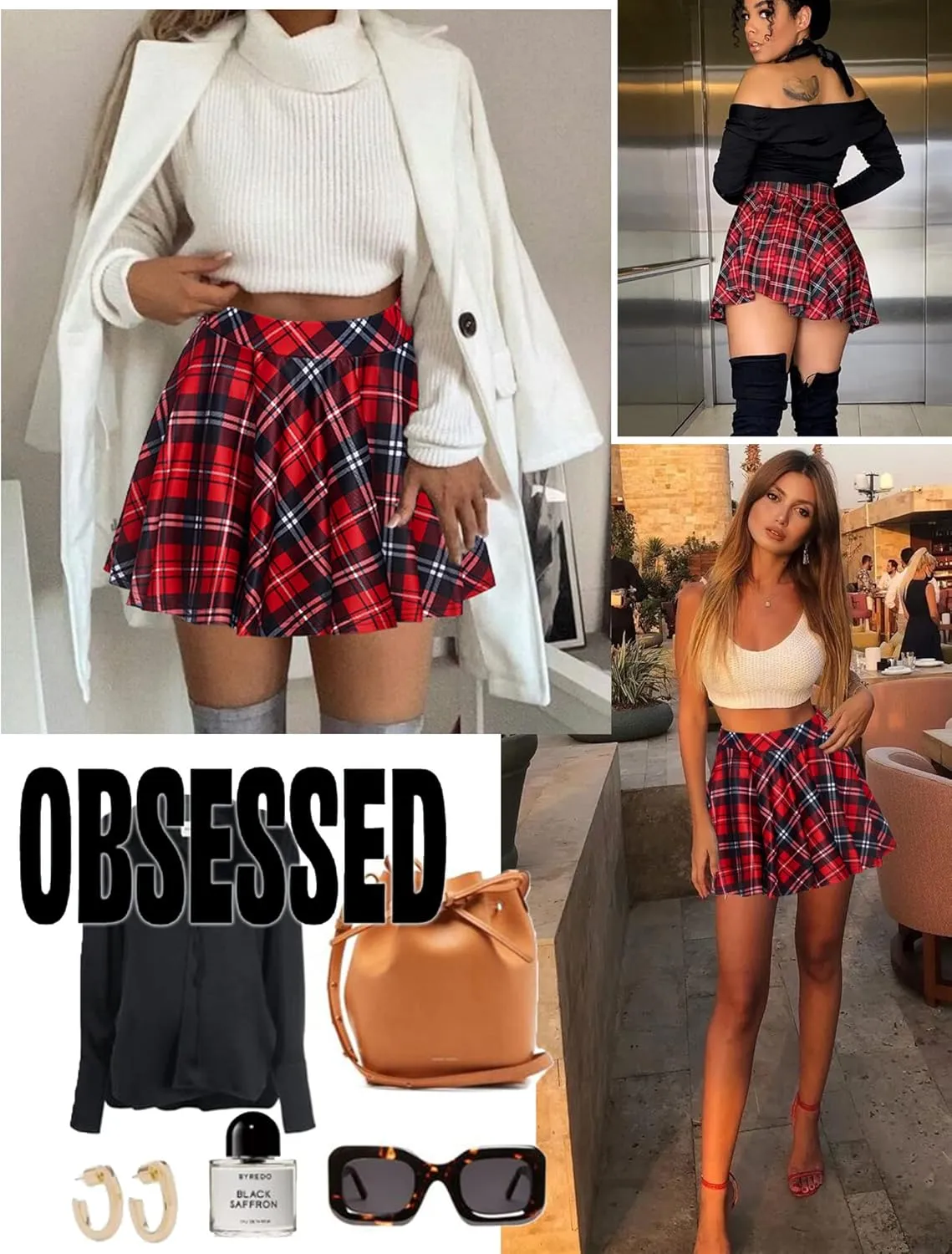 Avidlove Pleated Mini Skirt Plaid Skirts High Waist A Line Skater Skirt for Lingerie Schoolgirl