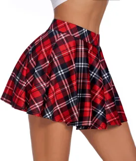 Avidlove Pleated Mini Skirt Plaid Skirts High Waist A Line Skater Skirt for Lingerie Schoolgirl