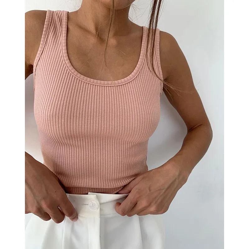 Basic Ribbed Knitted Tank Top