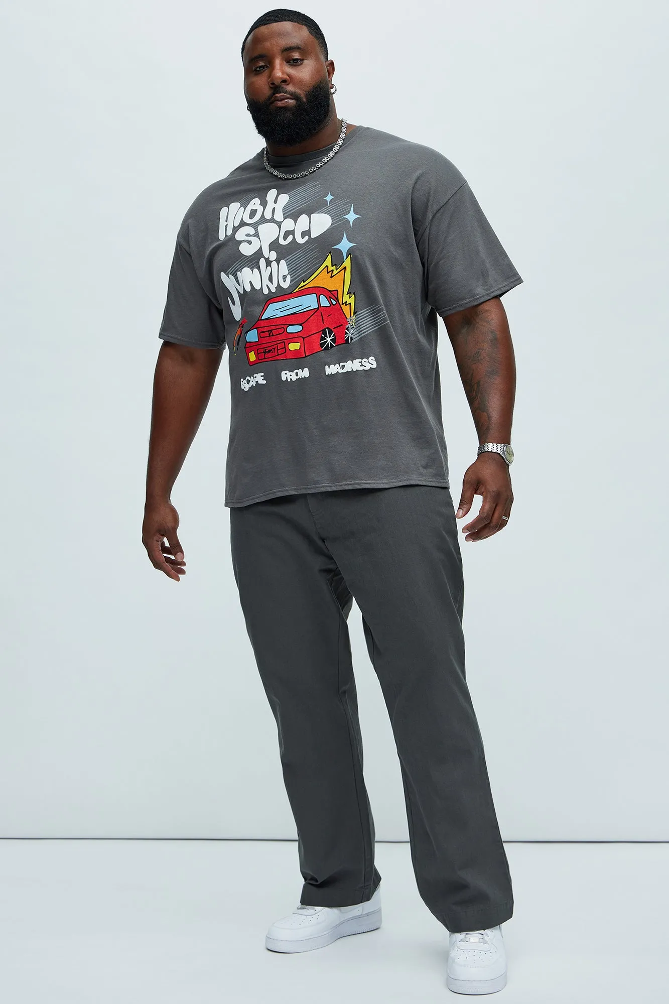 Berry Herringbone Straight Pants - Charcoal