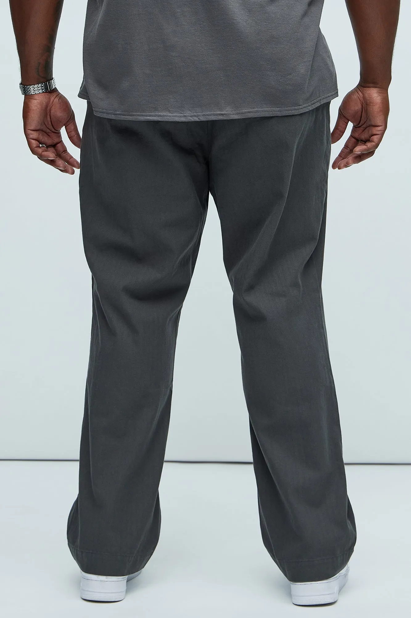 Berry Herringbone Straight Pants - Charcoal