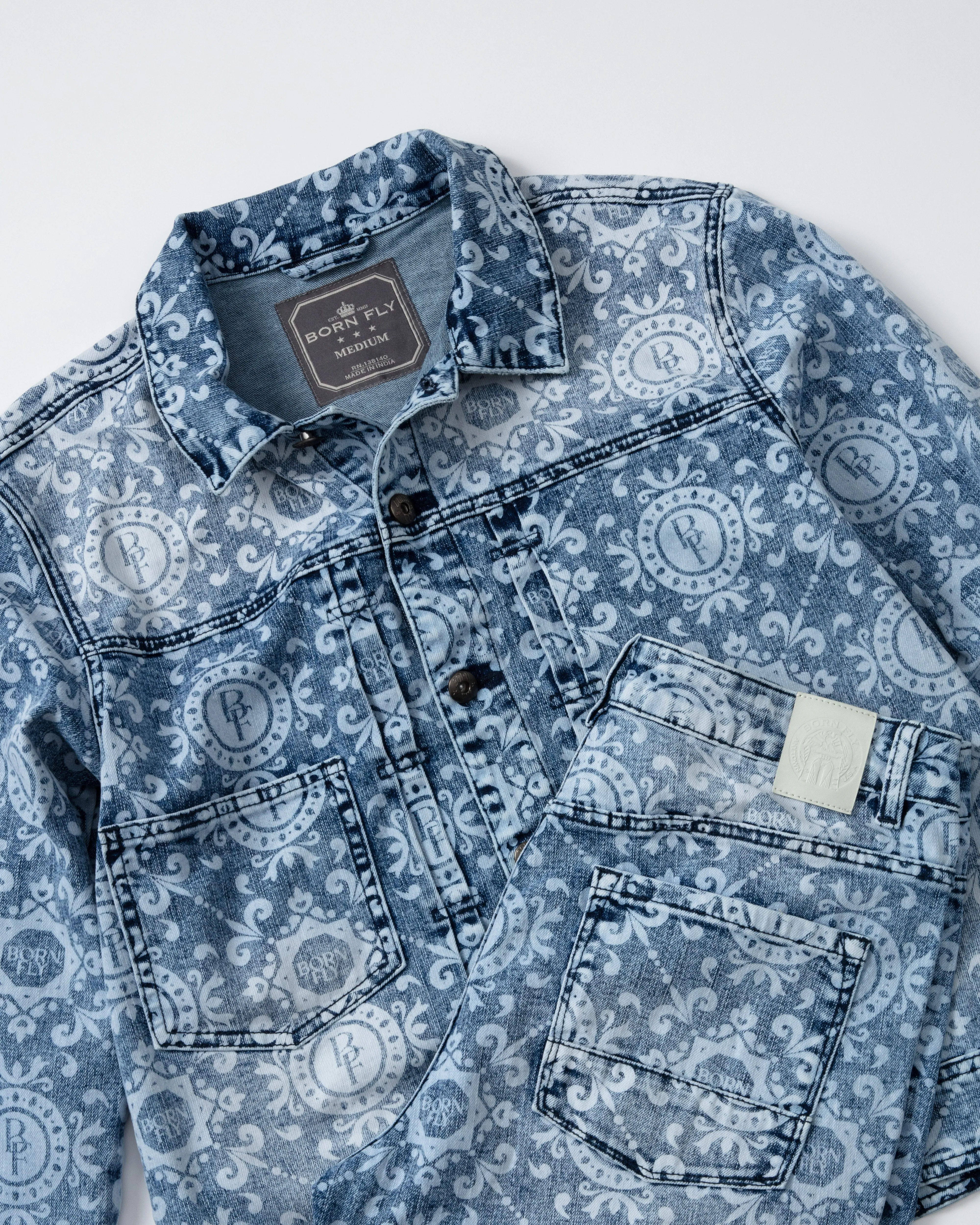 Big & Tall - Discharge Printed Denim Jacket