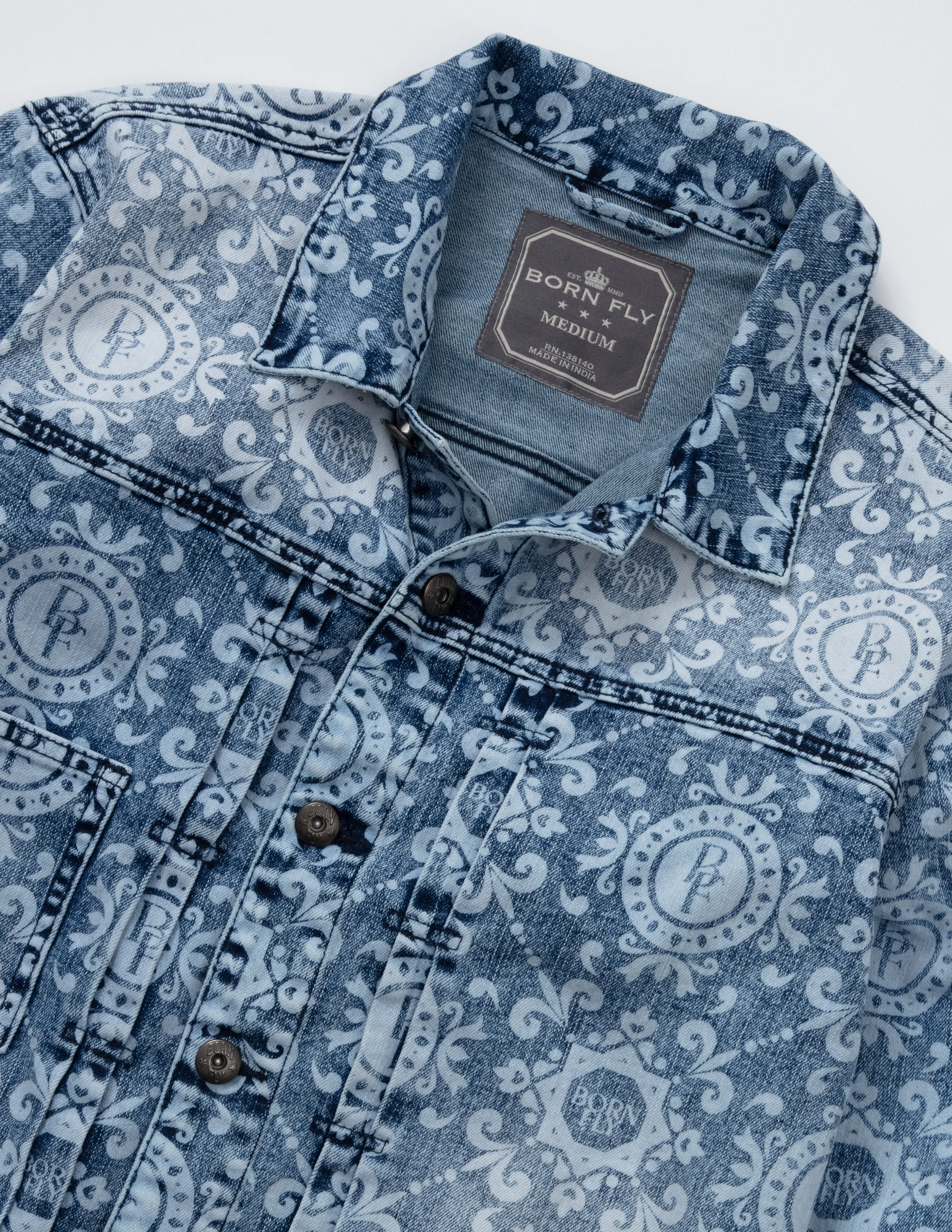 Big & Tall - Discharge Printed Denim Jacket
