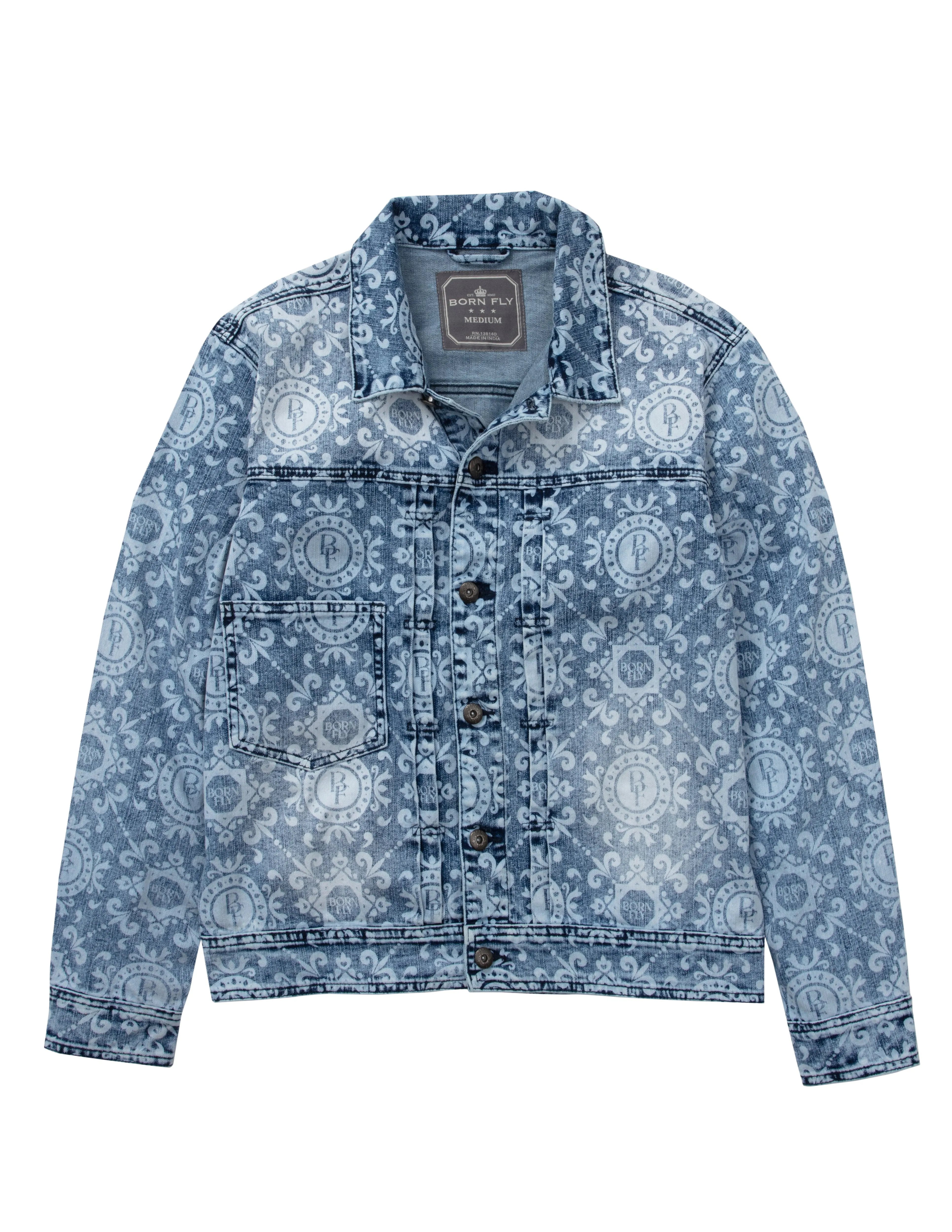 Big & Tall - Discharge Printed Denim Jacket