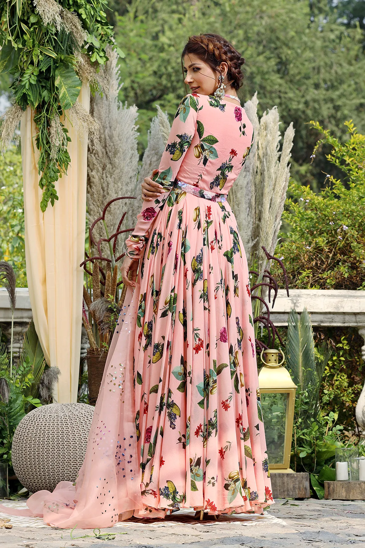Blush printed anarkali set