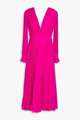 Chiffon midi dress with pleats and gathers BADGLEY MISCHKA, pink