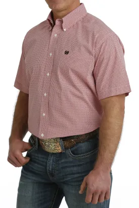 Cinch Geo Red Short Sleeve Men's Button Up Shirt
