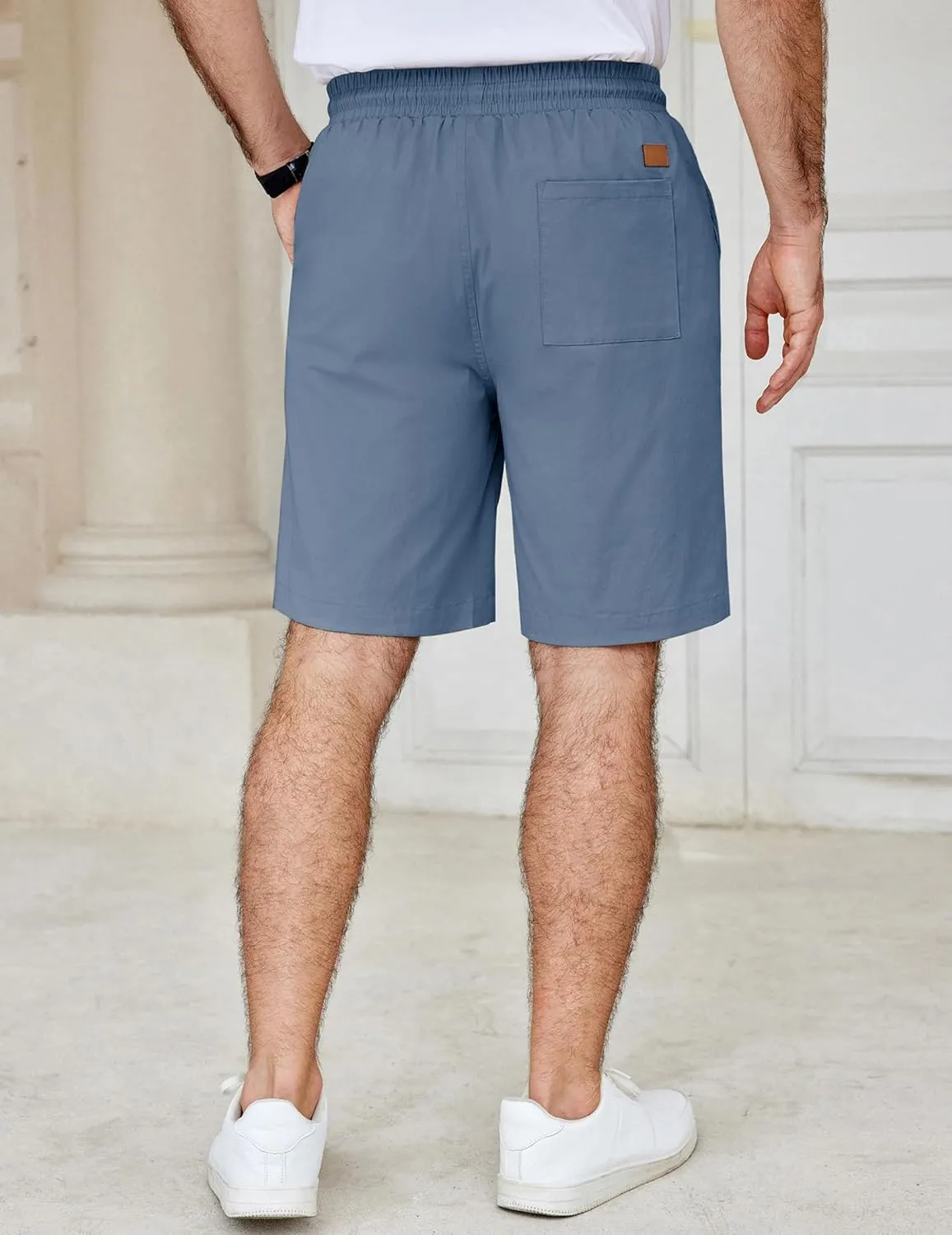 COOFANDY Men's Casual Shorts Cotton Elastic Waist Drawstring Shorts Lightweight Summer Beach Shorts