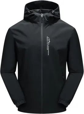 CRNTCEM Waterproof Hoodies Jacket for Men Plus Size Spring Fall Outdoor Travel Hiking Jacket Packable Rain Softshell Raincoat