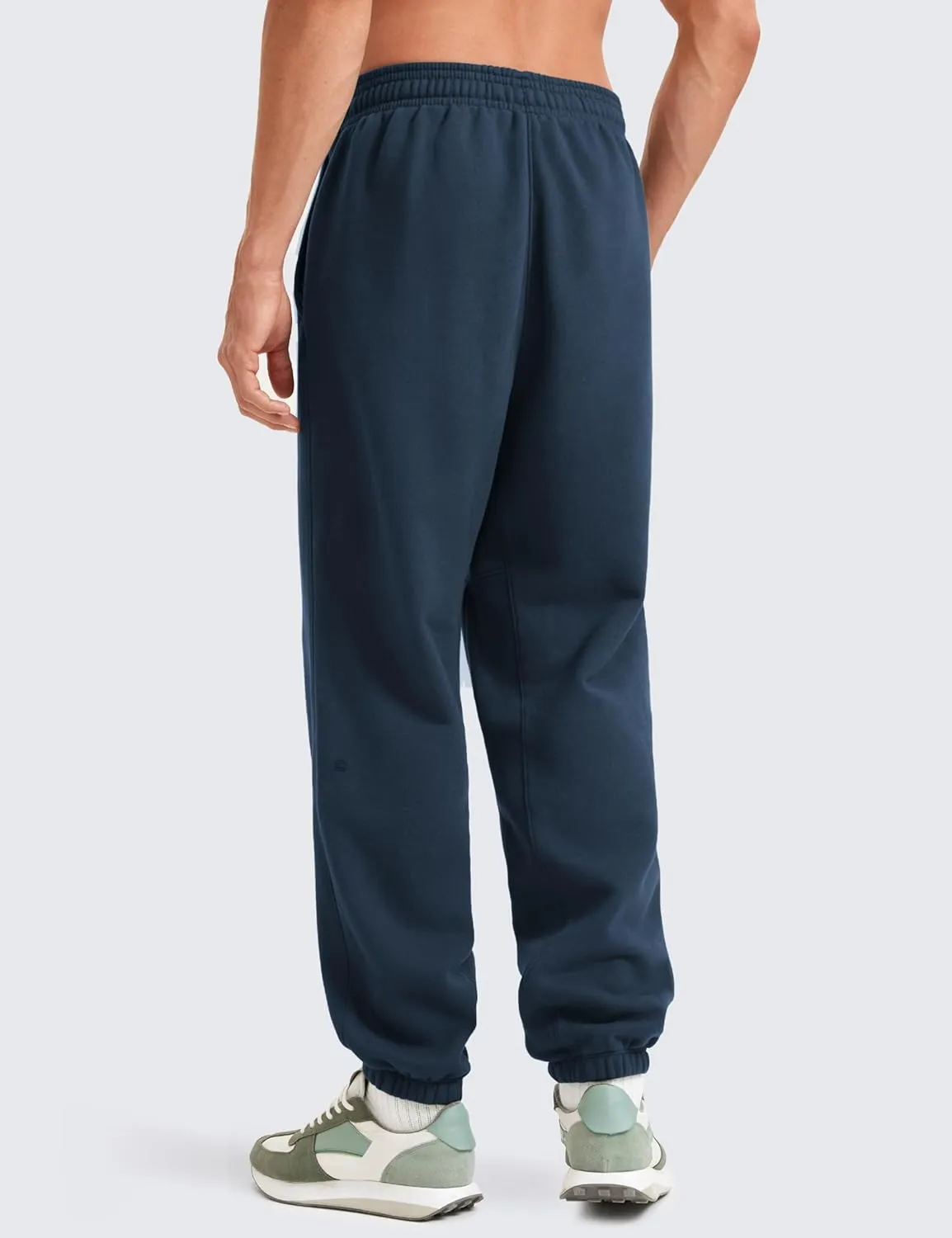 CRZ YOGA Cotton Fleece Sweatpants for Men 32" Loosed Fit Lounge Casual Elastic Bottom Sweat Pants with Zipper Pockets