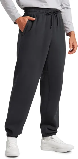 CRZ YOGA Cotton Fleece Sweatpants for Men 32" Loosed Fit Lounge Casual Elastic Bottom Sweat Pants with Zipper Pockets