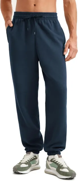 CRZ YOGA Cotton Fleece Sweatpants for Men 32" Loosed Fit Lounge Casual Elastic Bottom Sweat Pants with Zipper Pockets