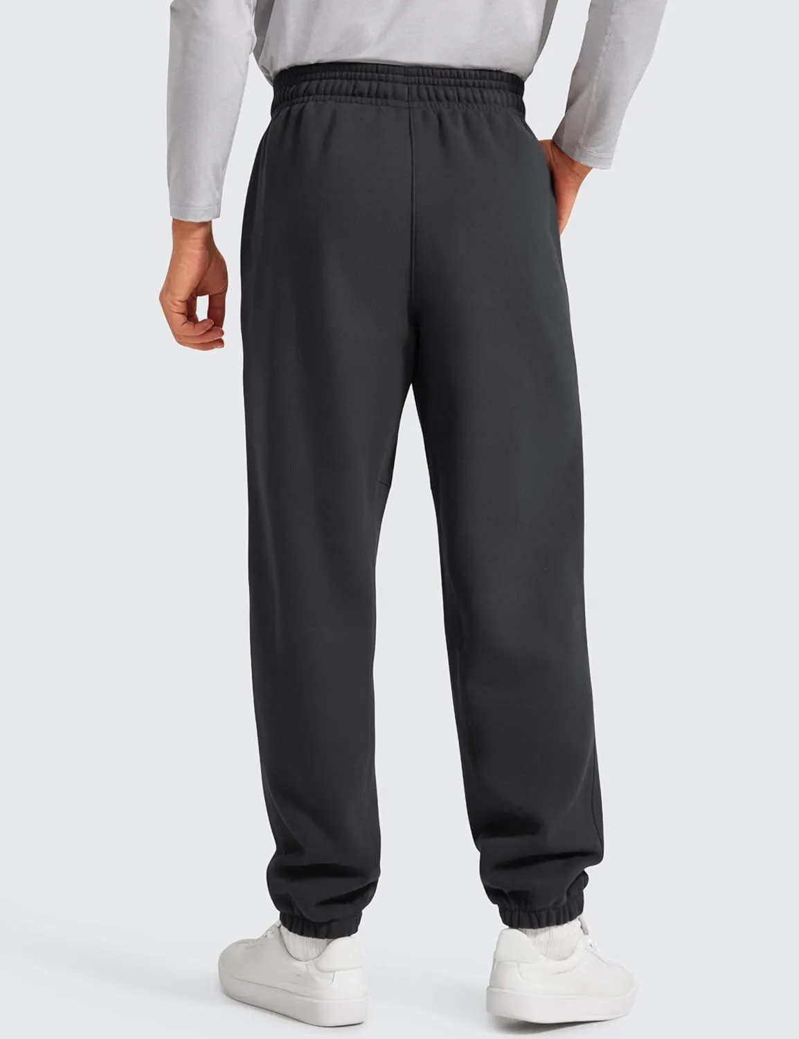 CRZ YOGA Cotton Fleece Sweatpants for Men 32" Loosed Fit Lounge Casual Elastic Bottom Sweat Pants with Zipper Pockets