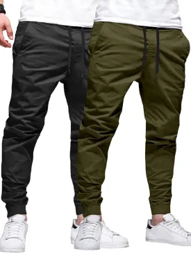 HOTake Men's Joggers Casual Lightweight Elastic Waist Drawstring Hiking Chino Pants Men