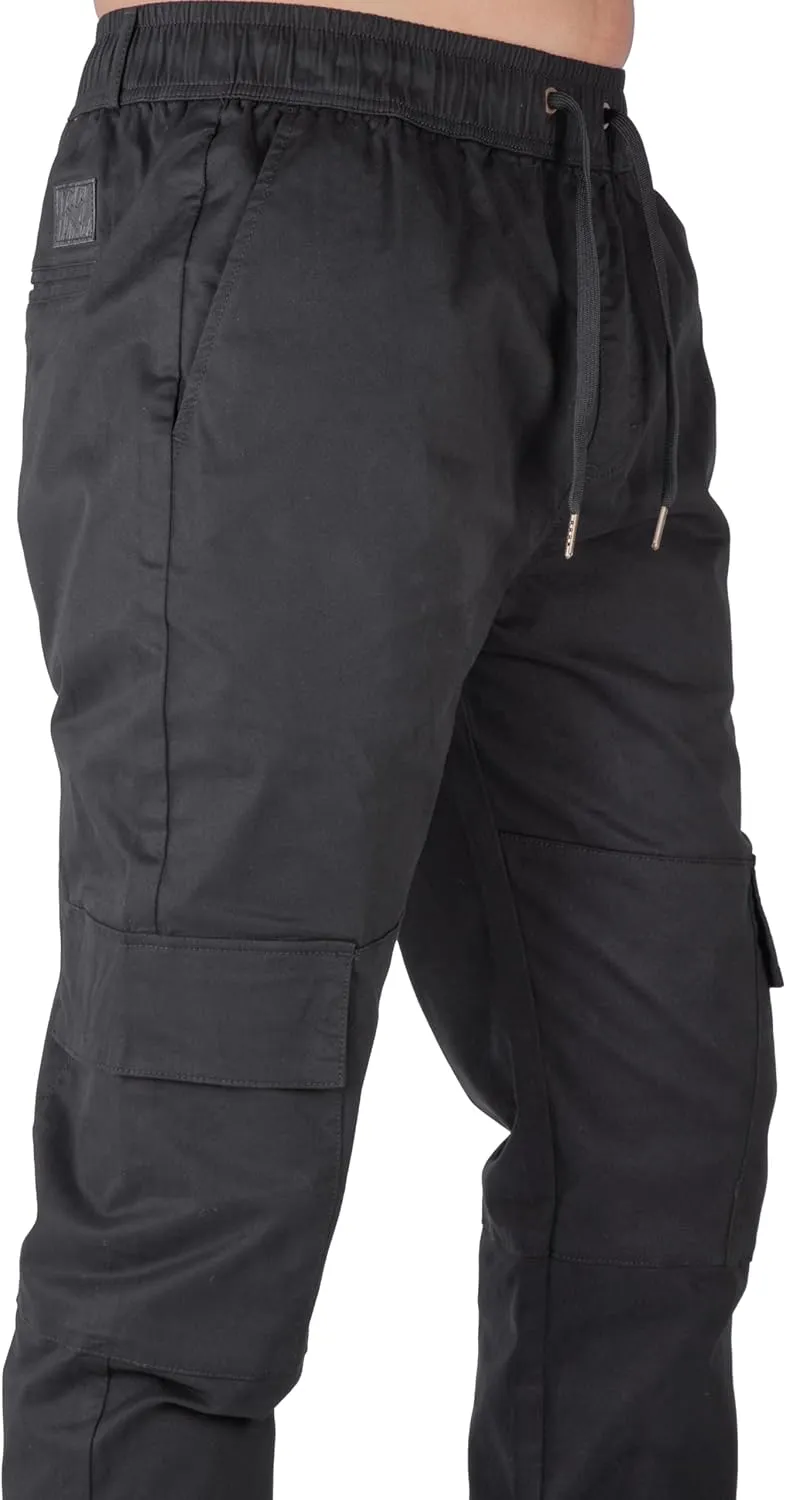 ITALYMORN Khaki Cargo Joggers for Men Elastic Ankle and Waist Casual Chino Hiking Pants Summer