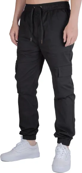 ITALYMORN Khaki Cargo Joggers for Men Elastic Ankle and Waist Casual Chino Hiking Pants Summer