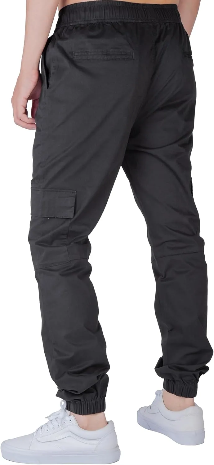 ITALYMORN Khaki Cargo Joggers for Men Elastic Ankle and Waist Casual Chino Hiking Pants Summer