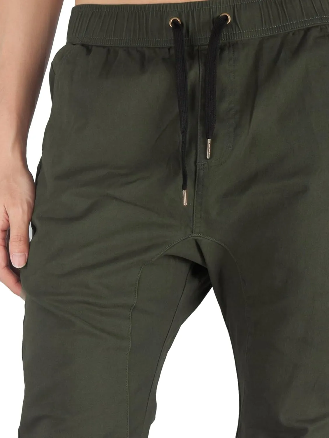 ITALYMORN Khaki Chino Joggers for Men Twill Stretch Casual Pants with Pockets