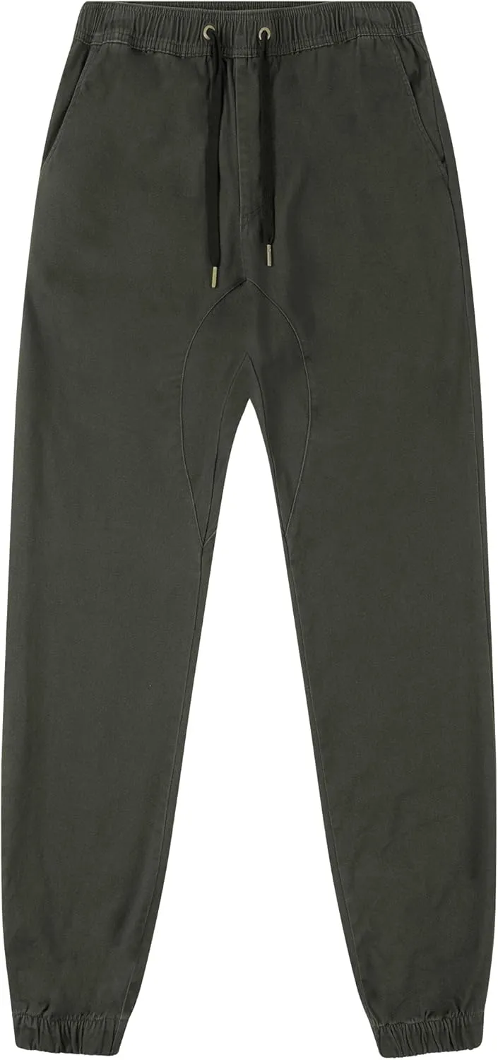 ITALYMORN Khaki Chino Joggers for Men Twill Stretch Casual Pants with Pockets