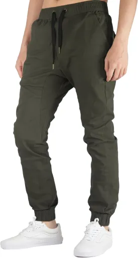 ITALYMORN Khaki Chino Joggers for Men Twill Stretch Casual Pants with Pockets