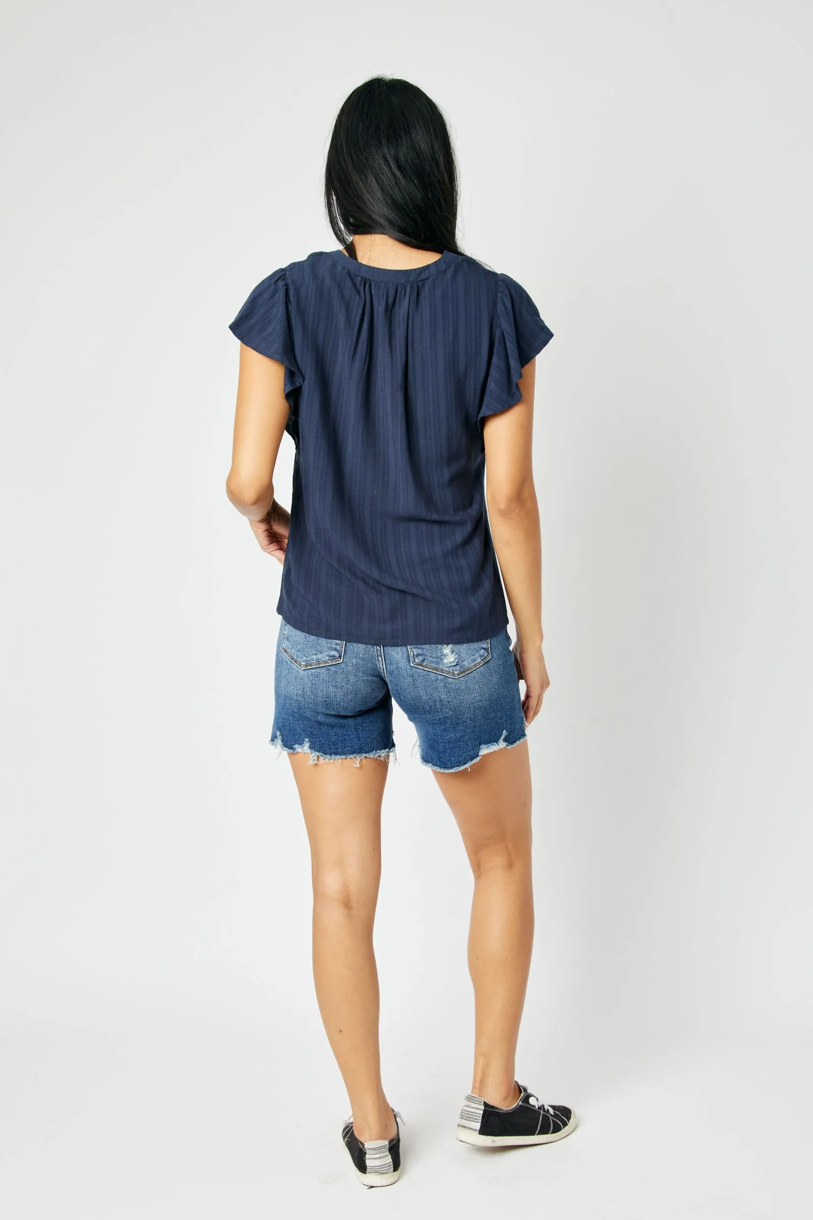 JB (CURVY) HI-LO CUT HEM & DESTROY SHORTS