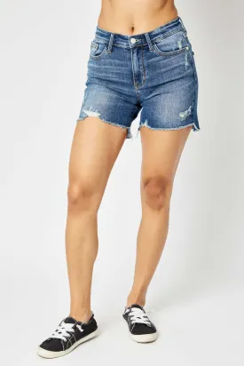 JB (CURVY) HI-LO CUT HEM & DESTROY SHORTS