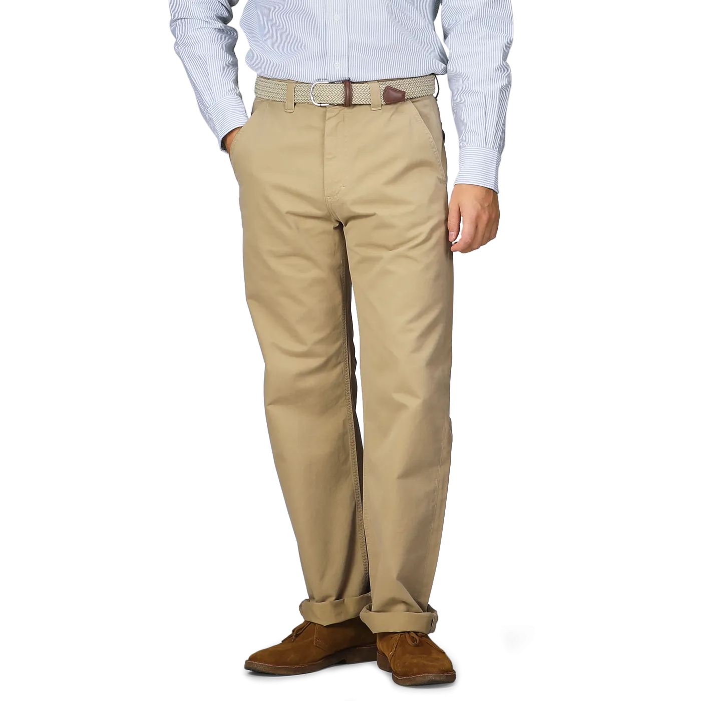 Khaki Double Twisted Cotton Twill Fatigue Pants