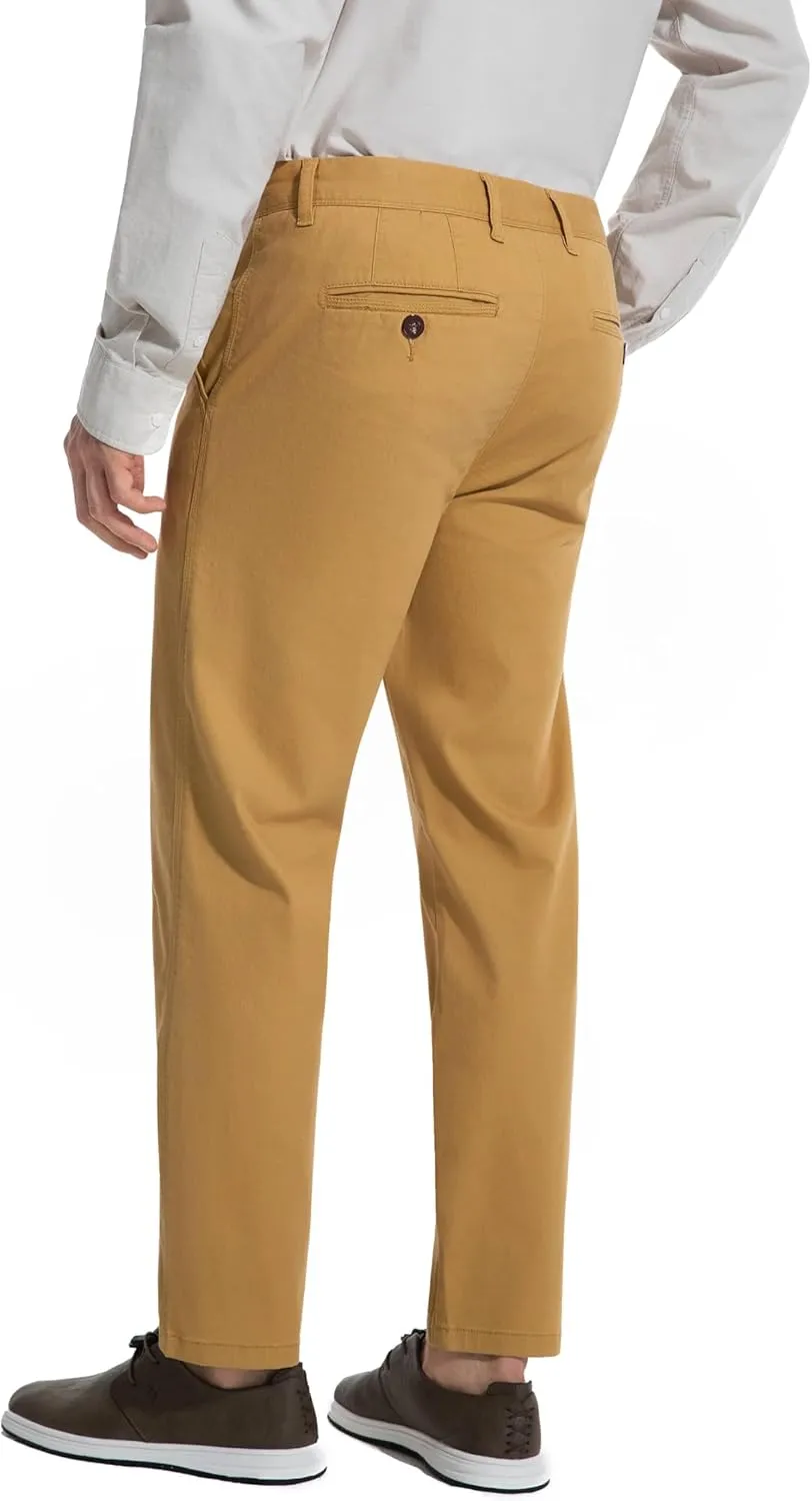 Khaki Pants for Short Men 27" Straight Slim Fit Mens Dress Chinos Pants Stretch Smart Casual Trousers