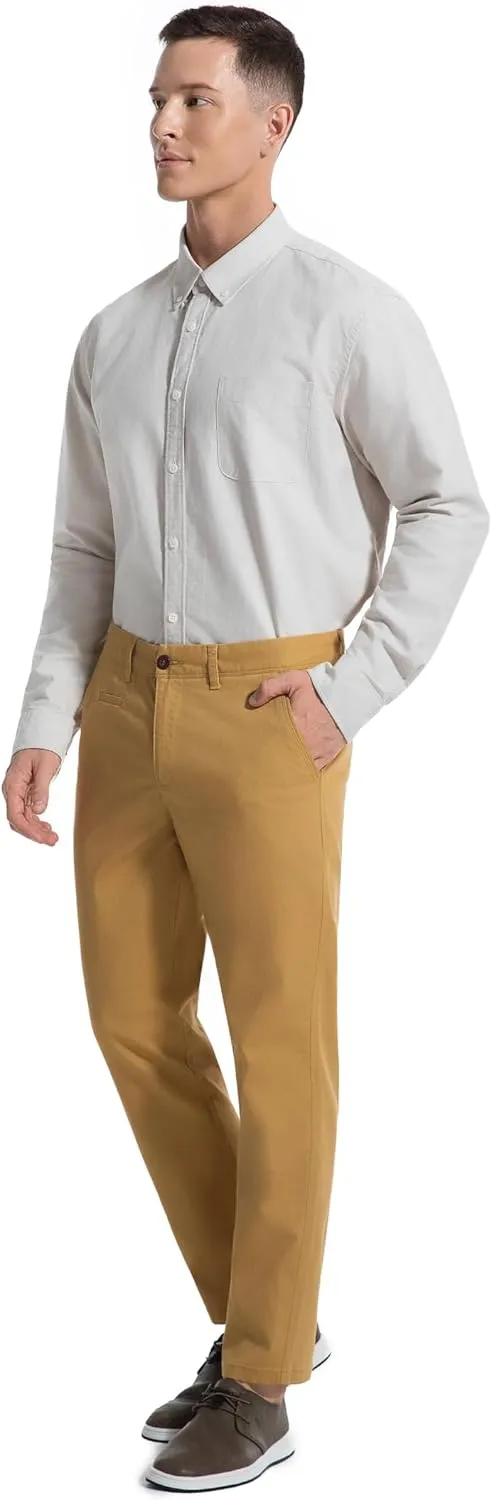 Khaki Pants for Short Men 27" Straight Slim Fit Mens Dress Chinos Pants Stretch Smart Casual Trousers