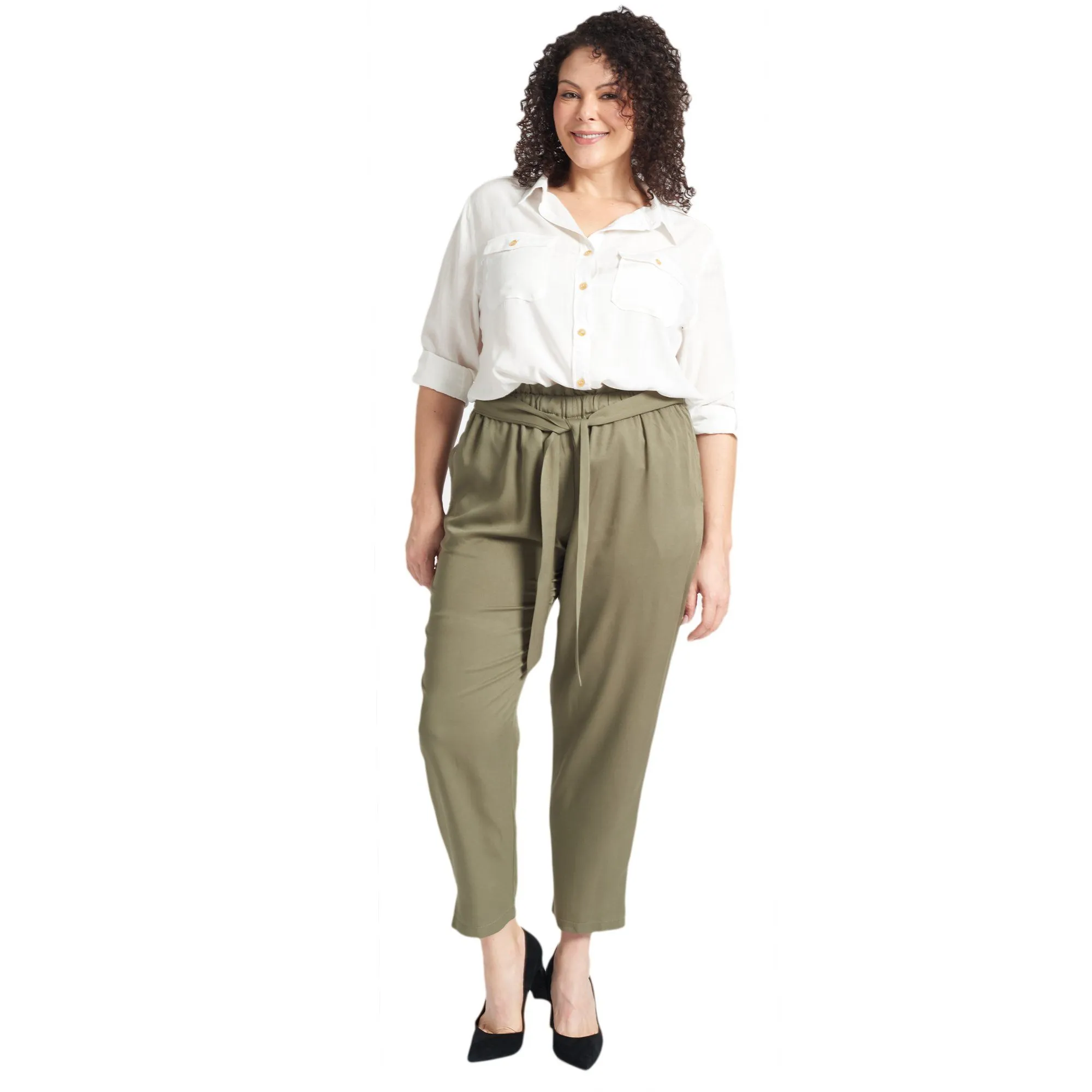 Khaki Paper-Bag Pants