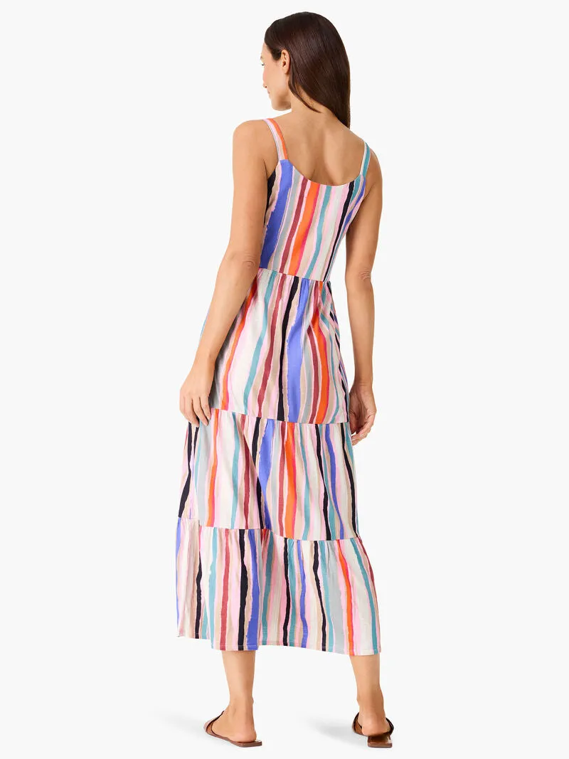 NIC ZOE NZT Painted Stripes Tiered Maxi Dress