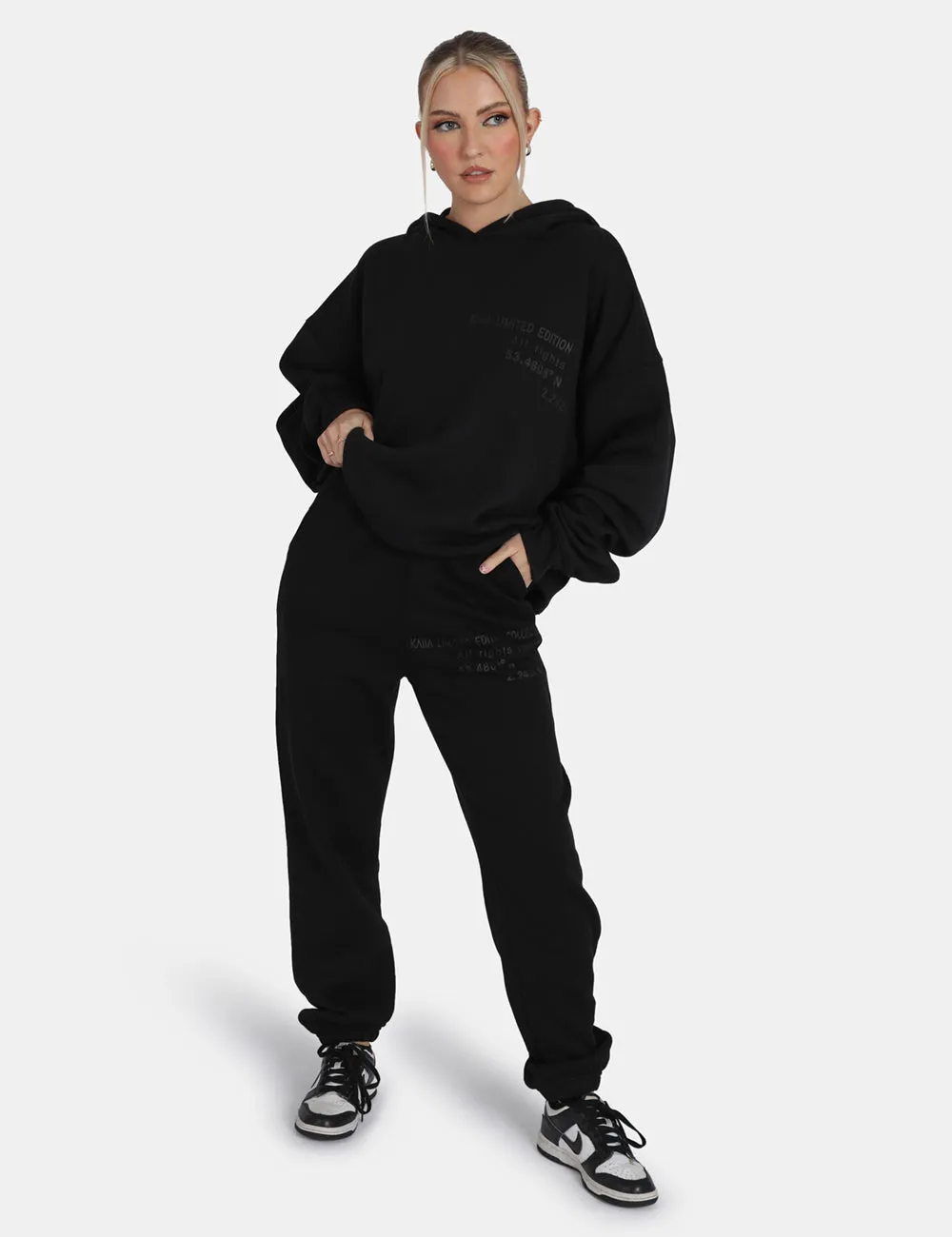 Oversized Fit Printed Jogger Black