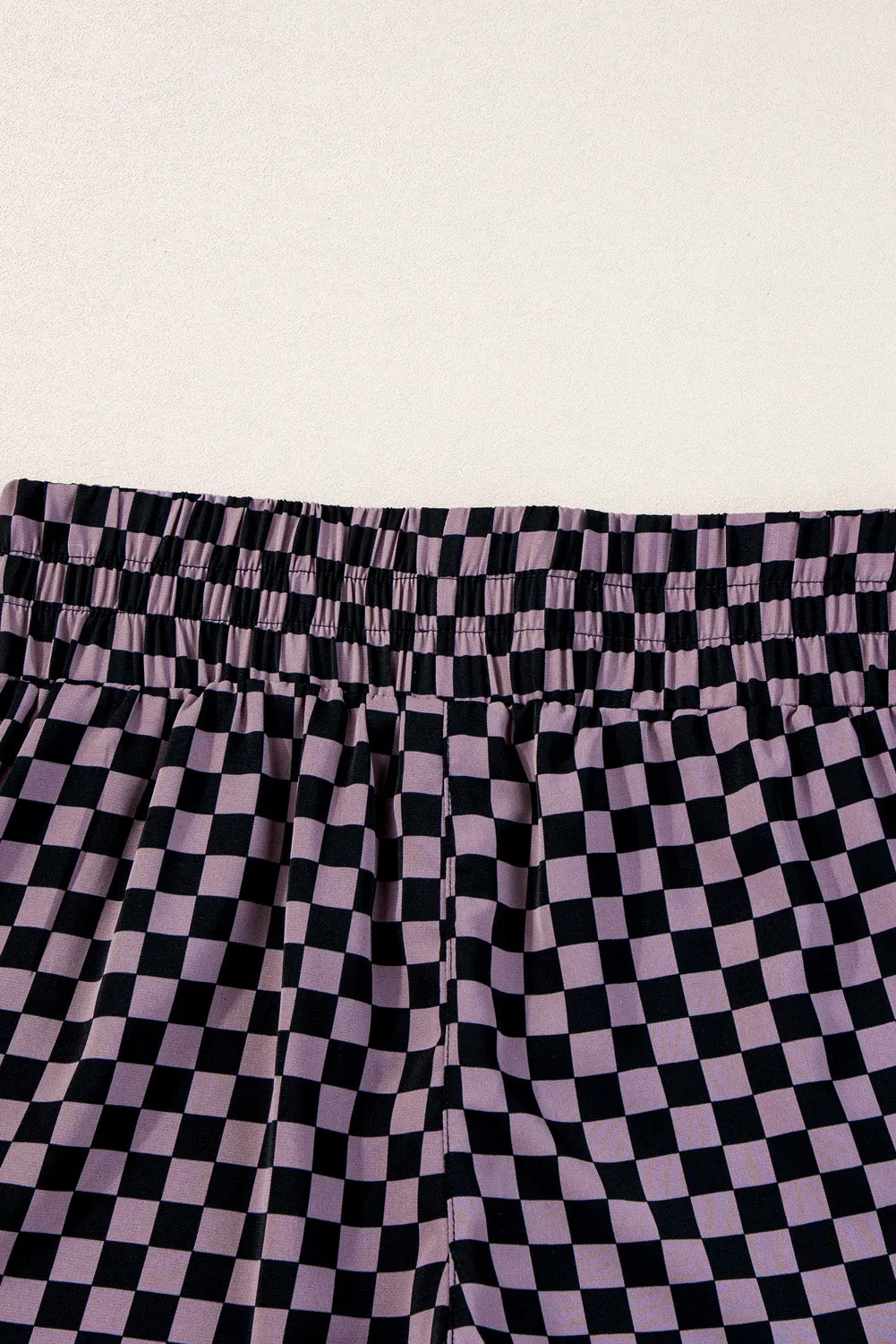 Pink Plaid High Waisted Athletic Shorts