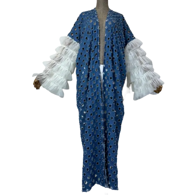 Pre Order: Distressed Denim With Ruffled Lace - WINI