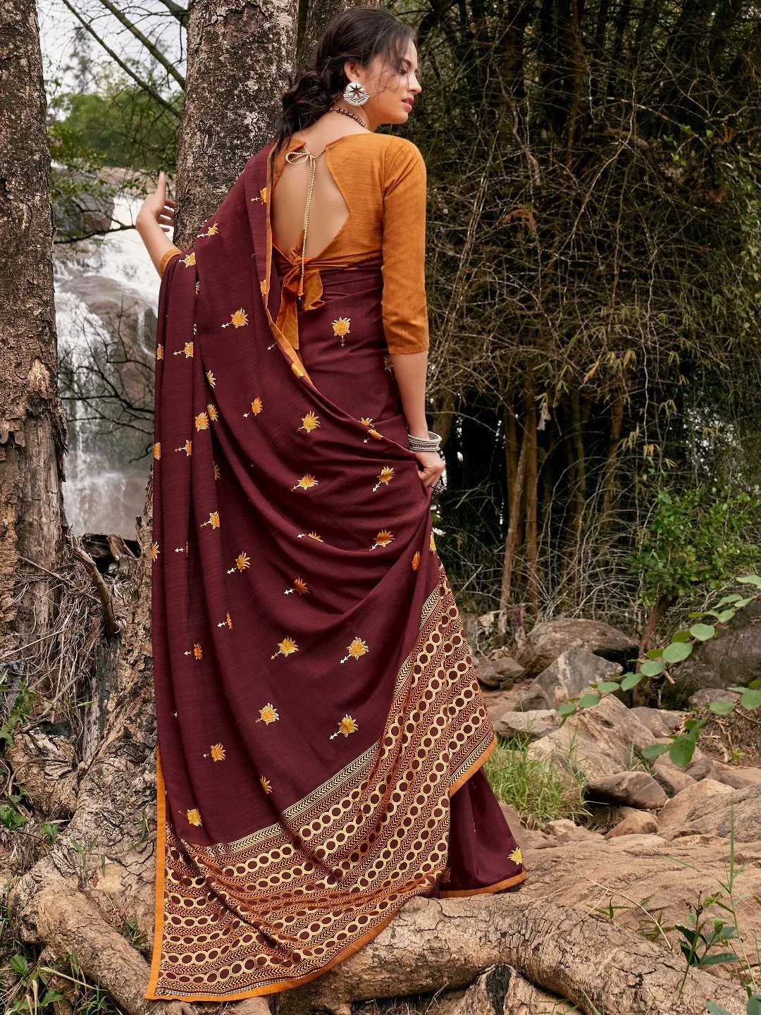 Printed Chiffon Sarees for Women With Blouse