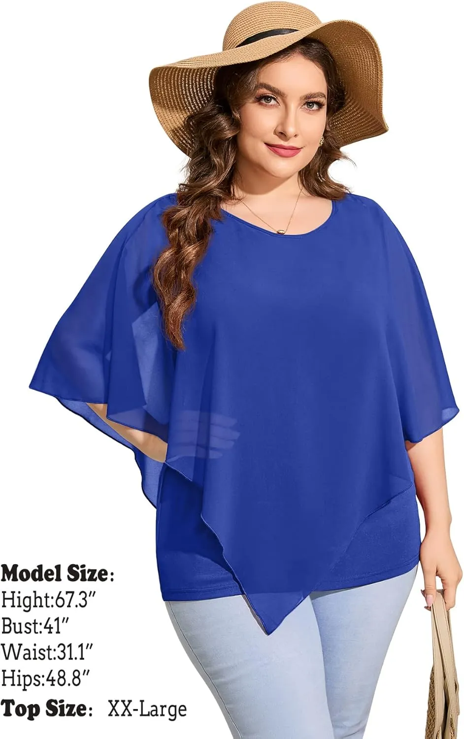 QIXING Women's Summer Casual Loose Chiffon Flowy Tops Elegant Blouses