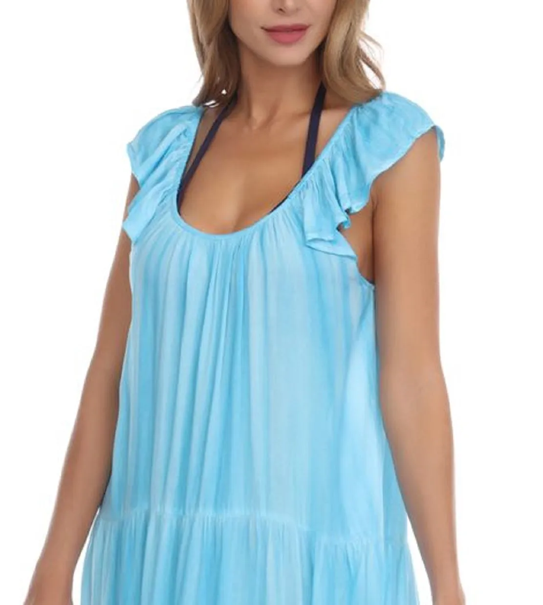 Raviya Women's Tiered Dress Cover Up Swimsuit Blue