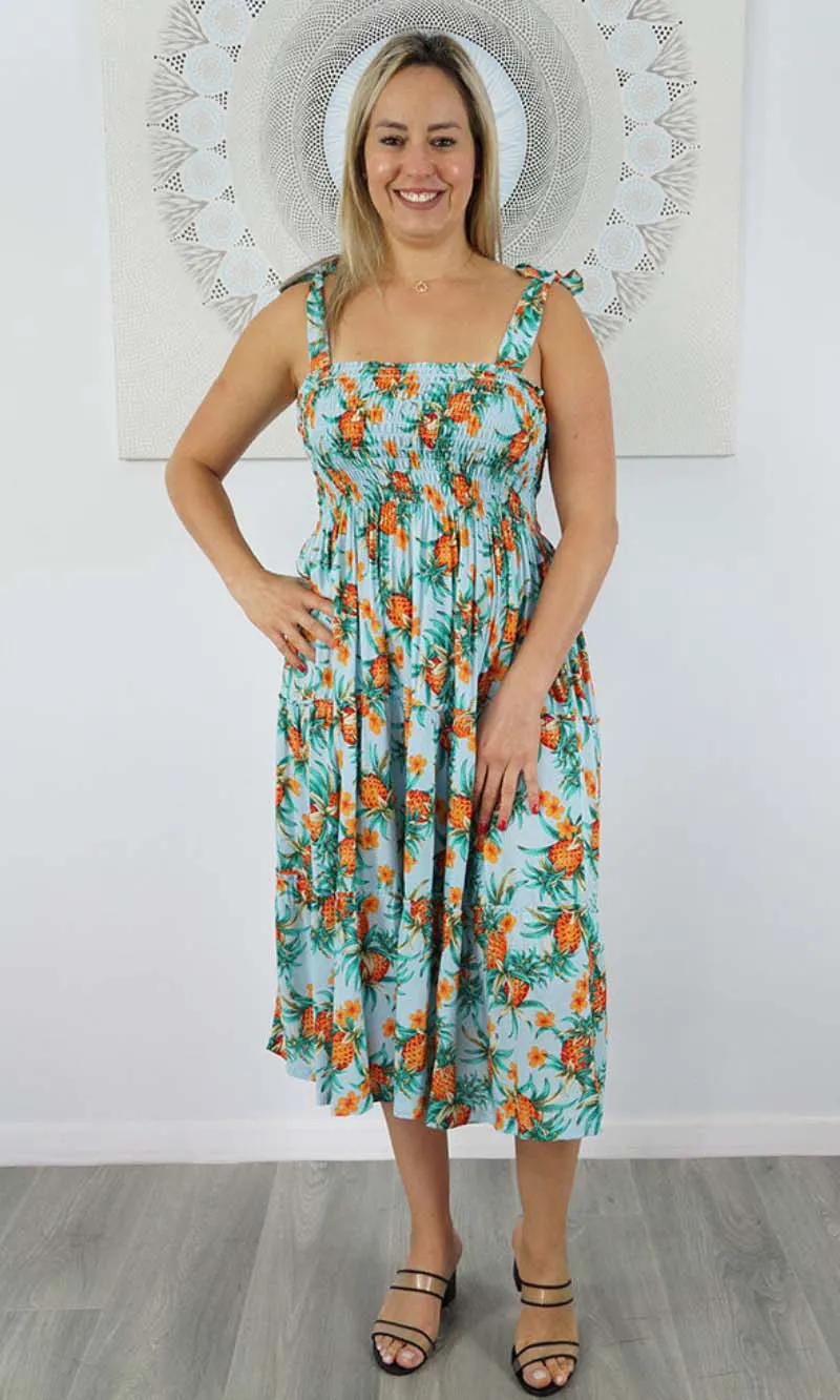 Rayon 3/4 Tie Up Smock Dress Nanas, More Colours