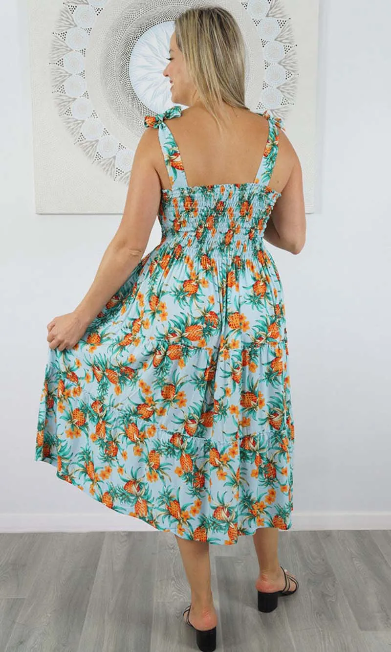 Rayon 3/4 Tie Up Smock Dress Nanas, More Colours