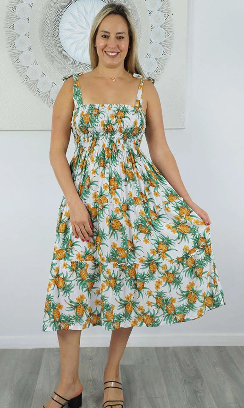 Rayon 3/4 Tie Up Smock Dress Nanas, More Colours