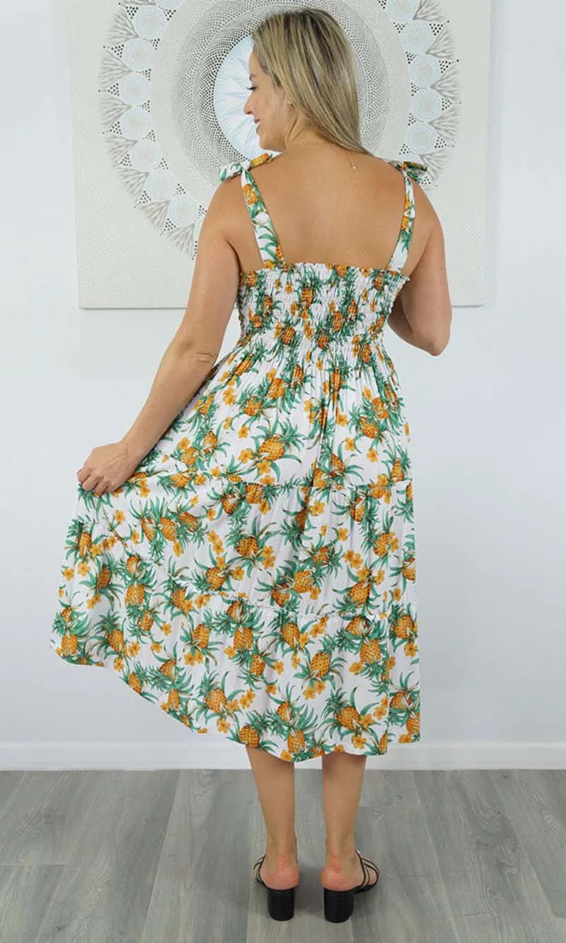 Rayon 3/4 Tie Up Smock Dress Nanas, More Colours