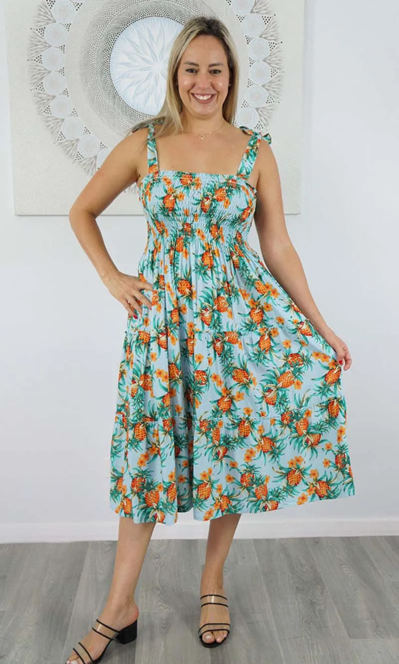 Rayon 3/4 Tie Up Smock Dress Nanas, More Colours