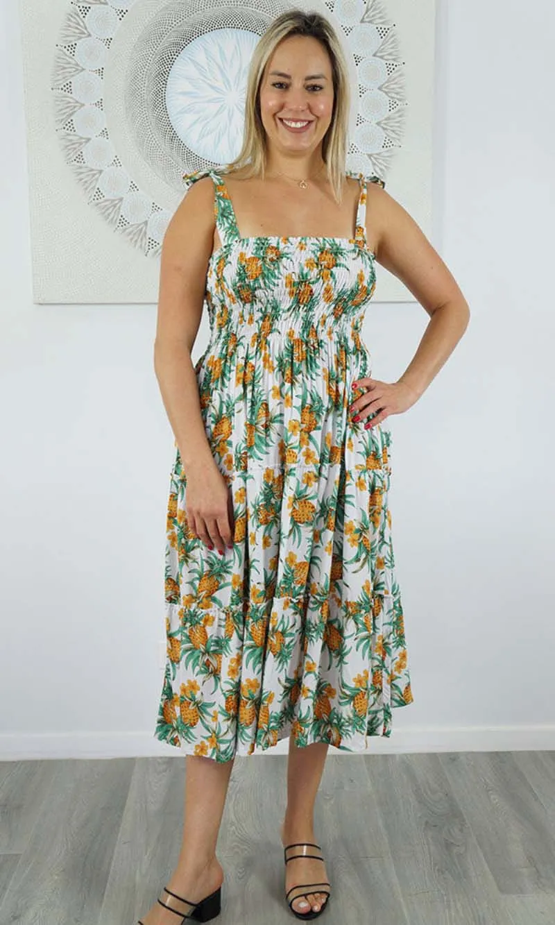 Rayon 3/4 Tie Up Smock Dress Nanas, More Colours