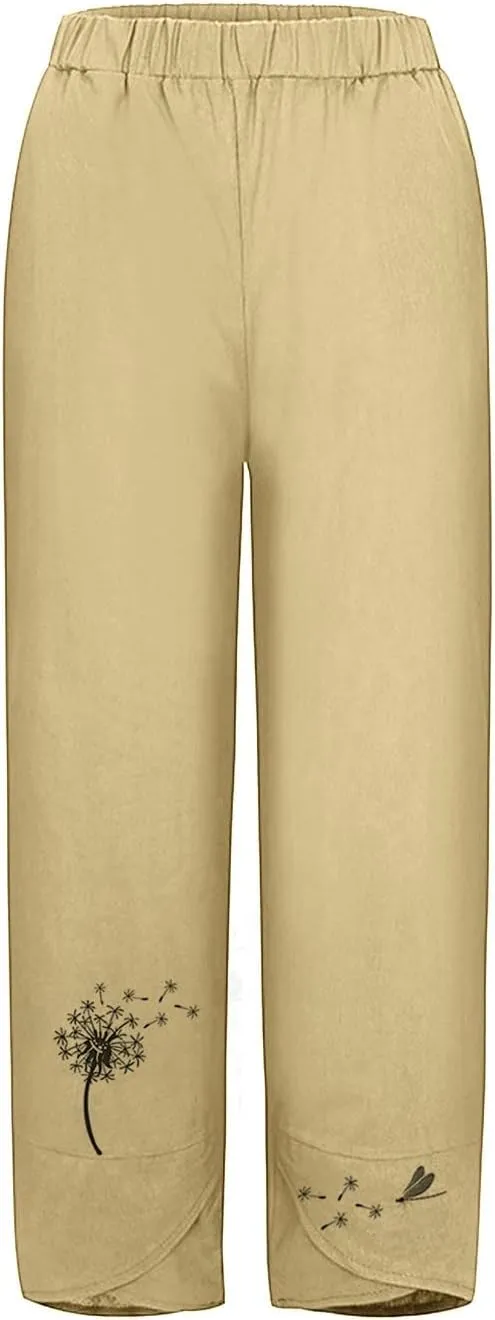 Rvidbe Linen Pants Women Summer Wide Leg Casual Loose Drawstring Pants Lounge High Waist Palazzo Pants Trousers with Pockets
