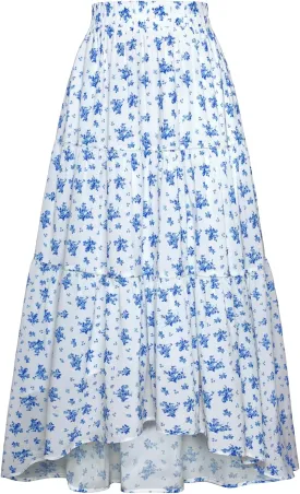 Scarlet Darkness Floral Skirts for Women Tiered Maxi Long Skirt High-Low Renaissance Skirt