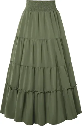 Scarlet Darkness Renaissance Skirt High Waisted Maxi Skirts for Women Tiered Long Skirt