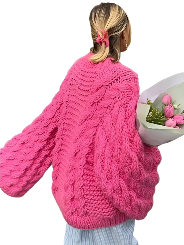 TEEK - Crew Neck Bell Sleeve Knit Loose Sweater
